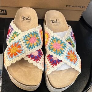 Dirty Laundry Women's Multicolor Crochet Sandals
